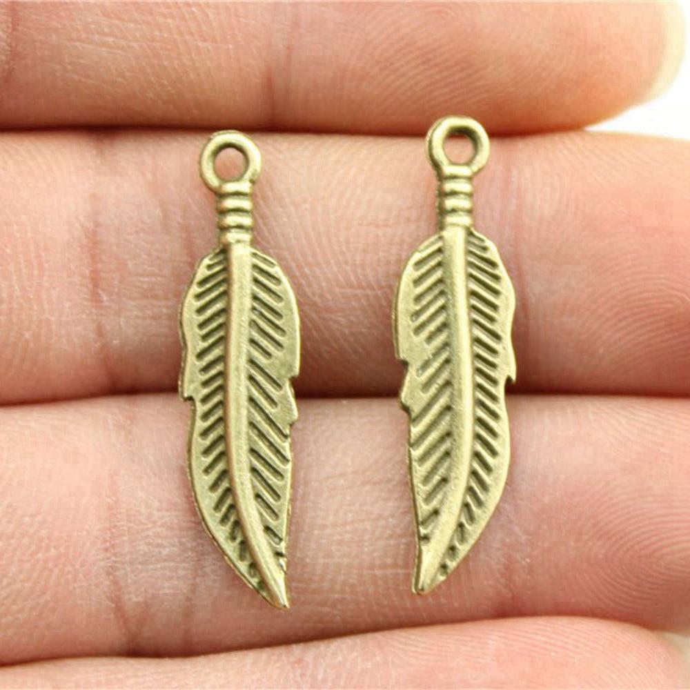 Feathers Leaf Nature Charm Antique Bronze Zinc Alloy Jewelry Making Supplies Bracelet Making Style Pendants