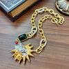 Vintage Devil Eye Necklace Schiaparelli Style Retro Nose Pendant Sweater Chain