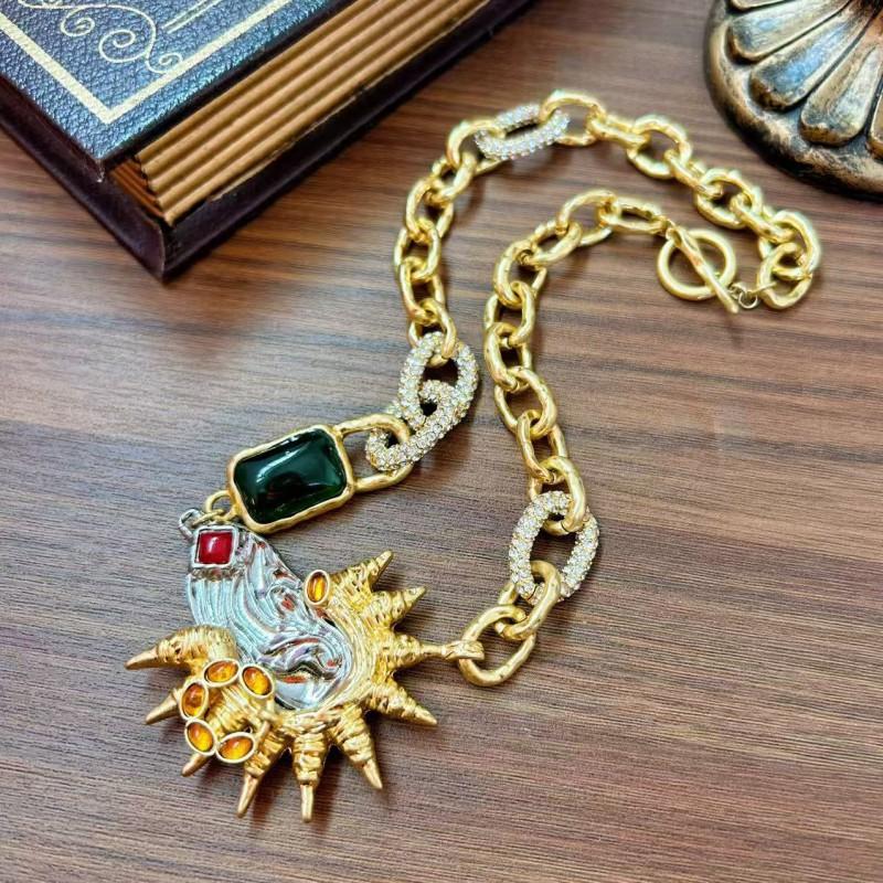 Vintage Devil Eye Necklace Schiaparelli Style Retro Nose Pendant Sweater Chain
