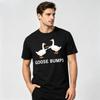 2026 New Pure Cotton Unisexs Tee Cute White Geese Bump Hands Print Goose Bumps Pun Design Daily Casual Loose Streetwear Tshirt