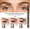 Creion de sprâncene cu patru vârfuri, rezistent la apă, rezistent la transpirație, nu se estompează, negru maro, creion lichid pentru sprâncene, creion de sprâncene cu 4 furculițe