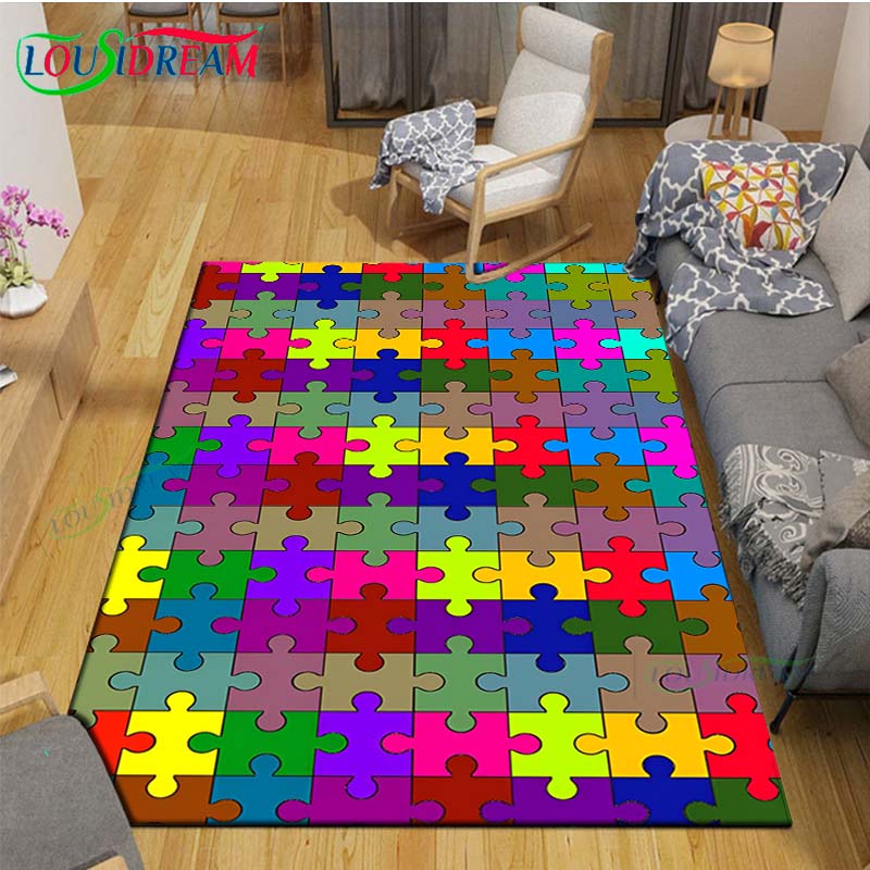 Fashion Popular Puzzle Decor Carpet for Outdoor Balcony Garden Coffee Table Bedroom Area Rugs Kitchen Un-slip Floor Mat Alfombra