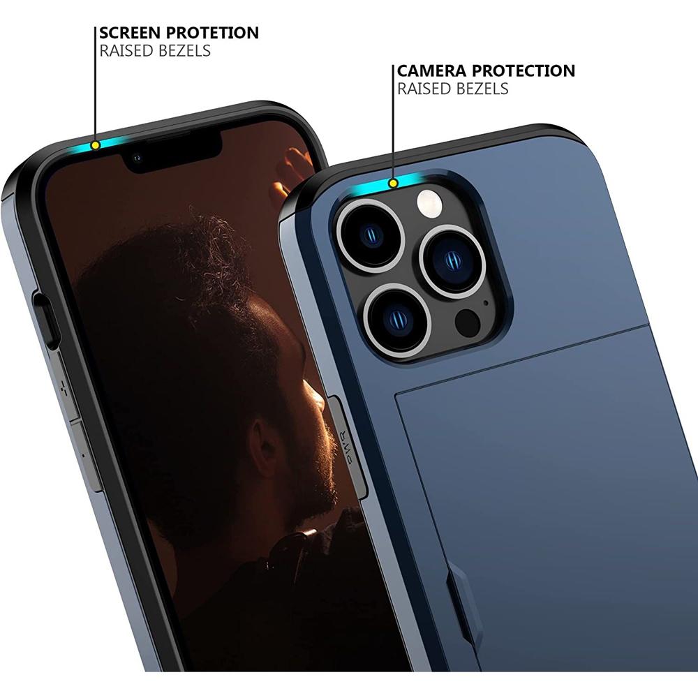 Shockproof Heavy Hard Case with Card Slot for IPhone 16 Pro Max 15 Pro Max 14 Pro Max
