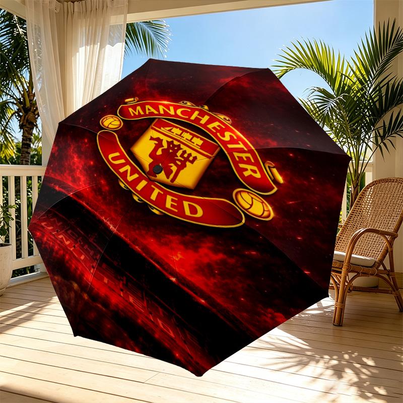 Football United F.C Print Automatic Open Close Umbrella, Portable Foldable Umbrella, for Outdoor Commute Camping Trip, Ideal Birthday Gift