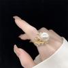 Elegant Adjustable High-End French Floral Pearl Ring for Women - Versatile and Personalized Light Luxury Accessory