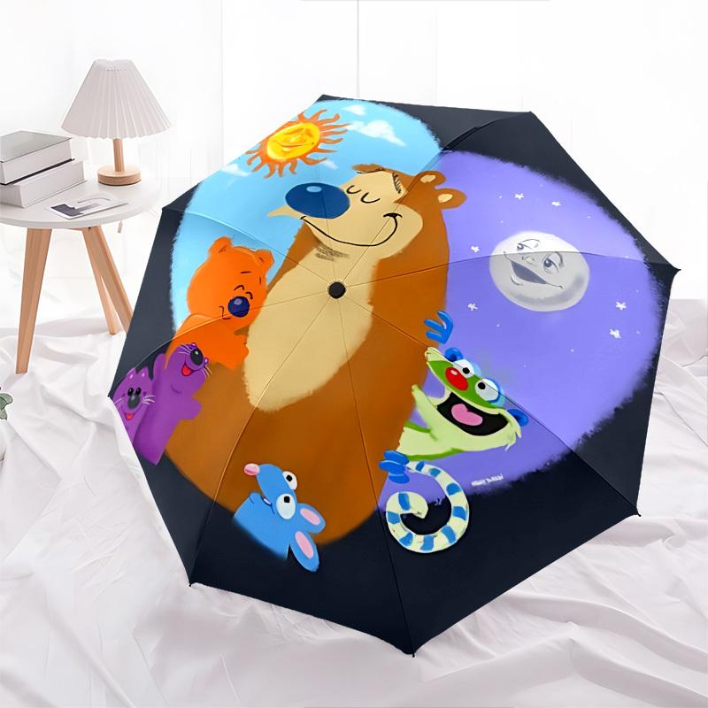 Bear in the Big Blue House Automatic Folding umbrella Compact 8 rib Design, Unique Style, Suitable for Everyday Outdoor Use, Perfect Gift fo