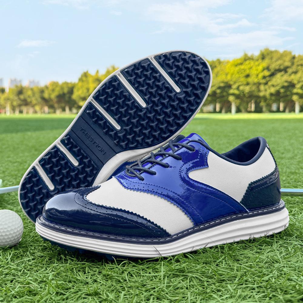Men's Non-Slip Golf Shoes with Spikes - Outdoor Sports & Casual Embroidered Breathable Footwear