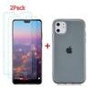 Protective Case - Apple - iPhone 11 Pro Max - TPU Silicone - Tempered Glass - Slim Black