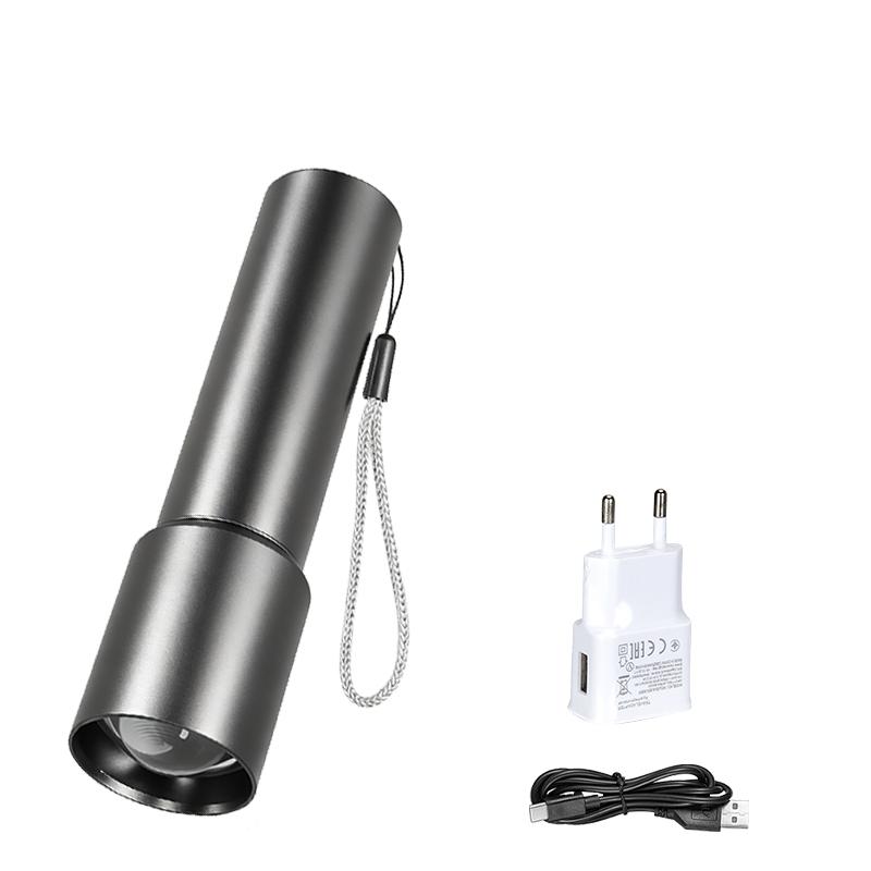 Powerful LED Handheld Flashlights Type-C Rechargeable Aluminum Torch Mini Portable Zoom Outdoor Camping Hiking Emergency Lantern