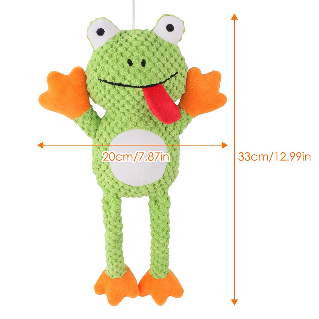 Chew-Resistant Plush Frog Dog Toy - Bite-Proof, Stress-Relieving, Pull-Interactive Pet Toy with Squeaker, Perfect for Chewing,