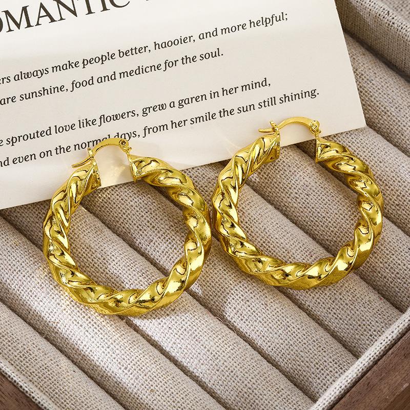 Copper Ins French Earrings Women'S Gold Twist Earrings Niche Design Sense Light Luxury Women'S Earrings