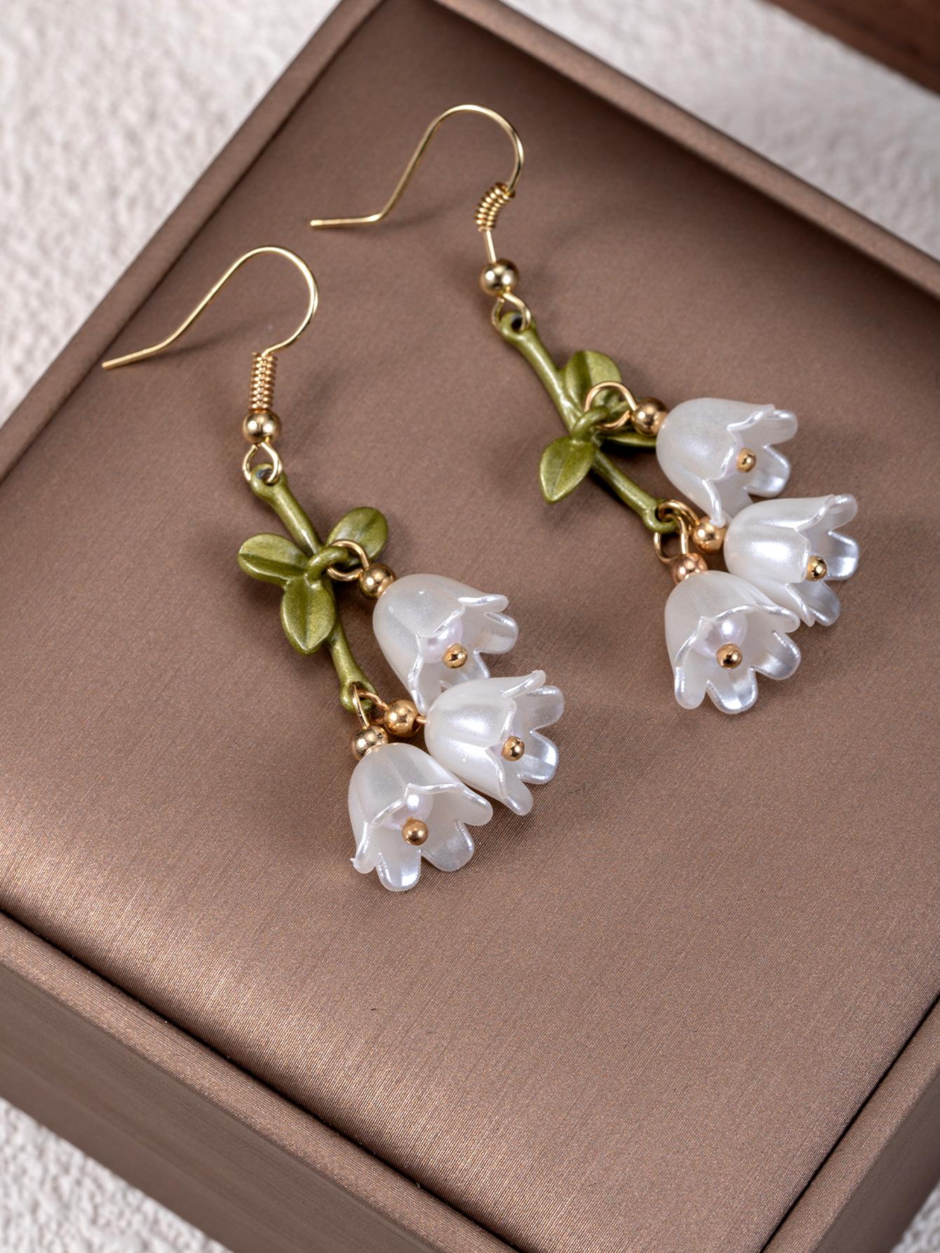 Зеленый Ландыш Серьга-Крючок Мори Летняя Свежая и Сладкая Креативная Персональность Серьги