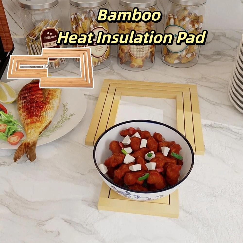 Hollowed-out Bamboo Placemat Natural Anti Scalding Mat Bamboo Heat Insulation Pad  Kitchen Use