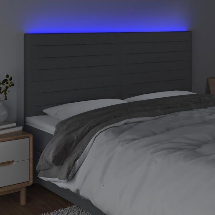 VidaXL LED Headboard Bedroom Furniture Double Bed Accessory Head of Bed Frame Interior Dark Grey 3122587