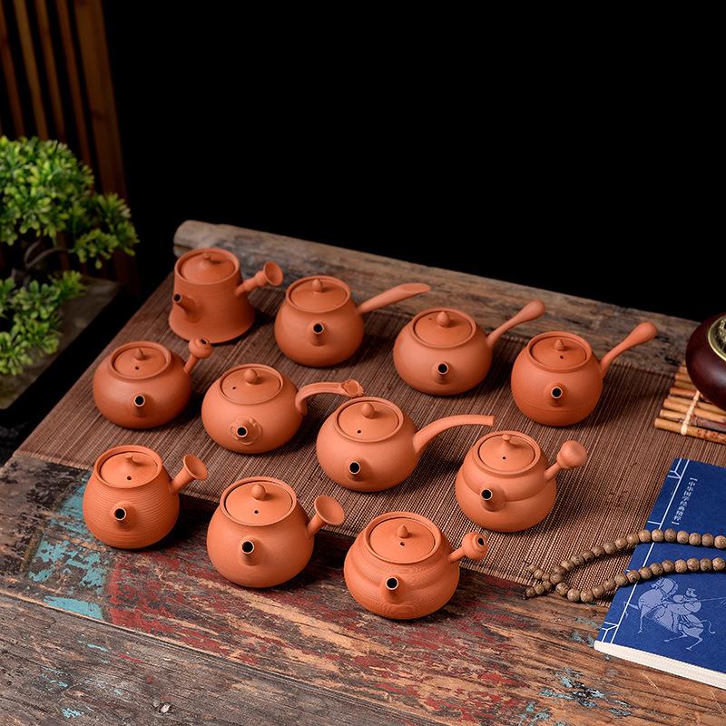 Small Capacity Purple Sand Whisker Pot Zhu Ni Kung Fu Teapot Handmade Card Cover Can Jump Cover Red Mud Household