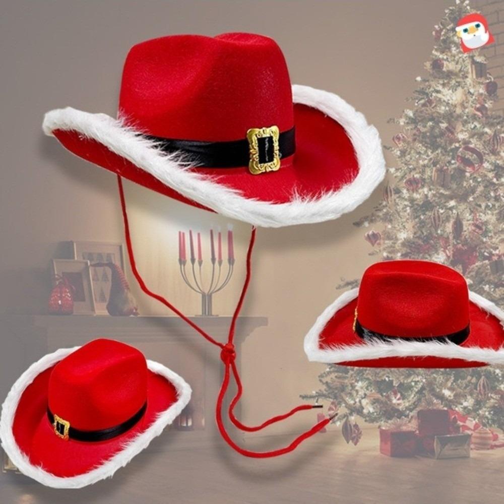 New Felt Cowboy Hat Santa Red Gentleman Hat Jazz Cap New Year Party Supplies