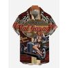 Men's Summer Short Sleeved Women's Motorcycle Pattern Printed Lapel Top Shirt Men's Casual Street Hip-hop Short Sleeved Shirt