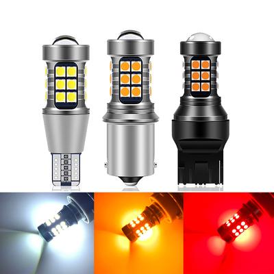 2Pcs LED T15 W16W Car Reversing Light 27 SMD 1156 PY21W BAU15S Turning Light 1157 BAY15D P21/5W Brake Light T20 7443 W21/5W 7440 W21w Rear Fog Lamp