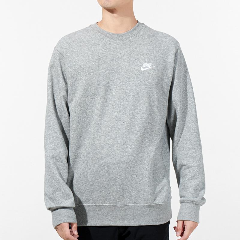 Nike Casual Crew Neck Sweatshirt Breathable Knitted Long Pants Sports Suit Men Sweatshirt, Pants Dark-Heather-Gray BV2667-063+CK6366-063