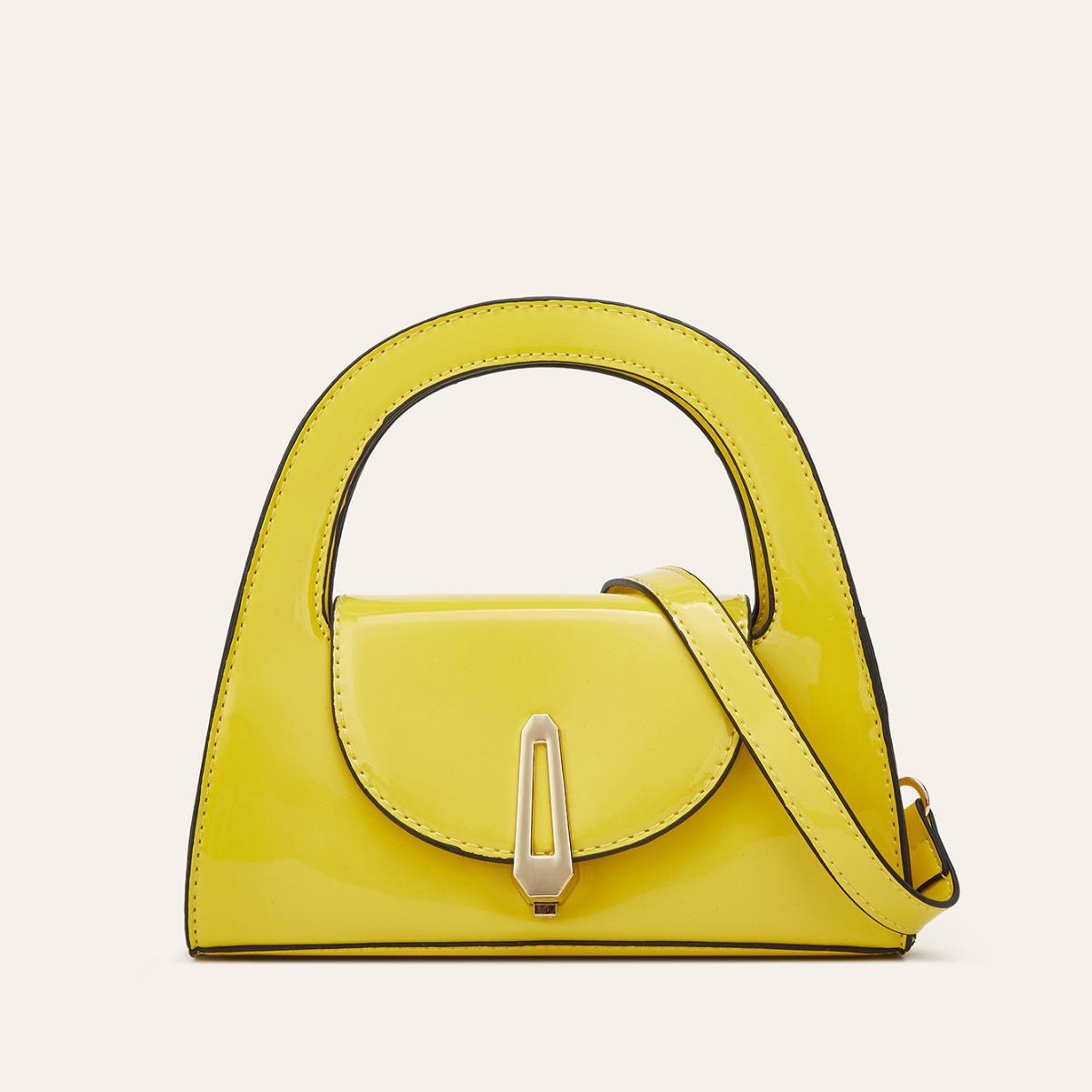 

New patent leather glossy women s bag fashion temperament lock small square bag crossbody shoulder bag Guangzhou жовтий