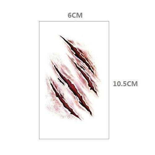 

Наклейка на татуировку на Хэллоуин, шрамы, смешные, страшные, реалистичные шрамы, переносимые водой, водонепроницаемая имитационная наклейка 6*10.5CM