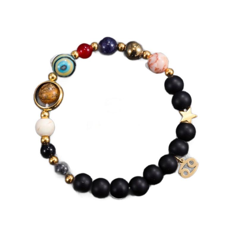 Handmade 12 Zodiac Crystal Bracelets with Natural Stone for Women, Men, and Couples - Featuring Eight Planets Design
