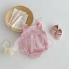 Summer Baby Romper: Pink Mesh Princess Dress with Sweet Bow for Newborn Girls