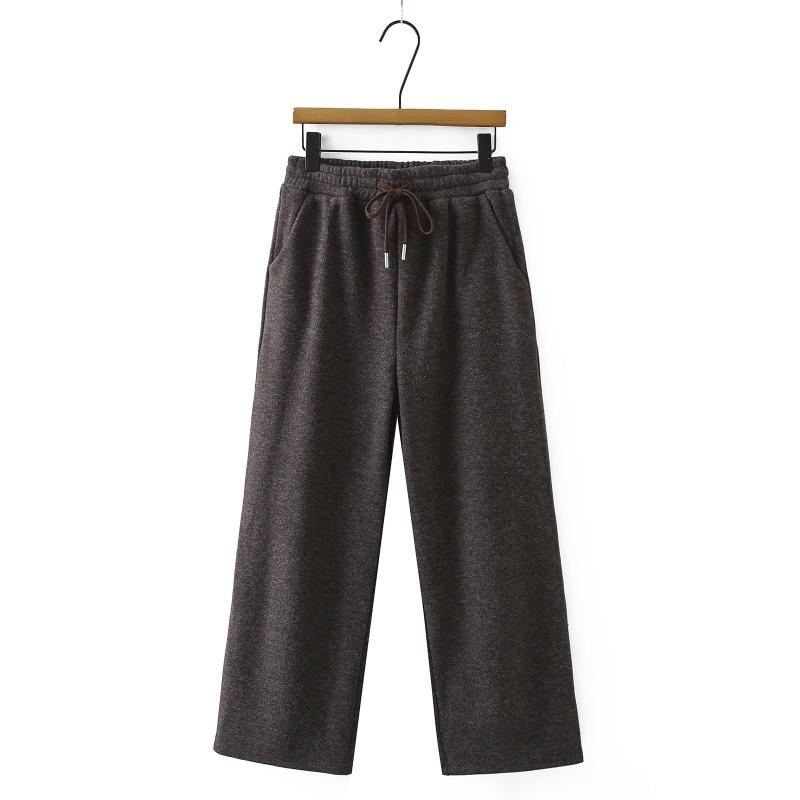 Plus Size Women Thickened Fleece Warm Straight Long Woolen Pants