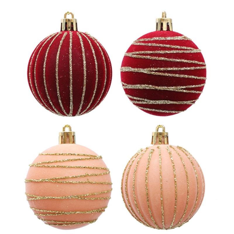 1 Box Flocking Ball Christmas Tree Decorations Multi Color Holiday Ornaments For Festival Home Party Decoration