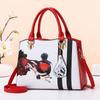 Stylish Floral Print Women's Shoulder Bag Versatile Handbag And Crossbody Purse In Black And Wine Red