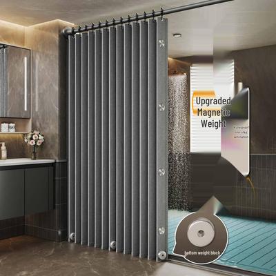 Premium No-Drill Folding Shower Curtain for Bathroom: Invisible Dry-Wet Separation & Bathing Shade