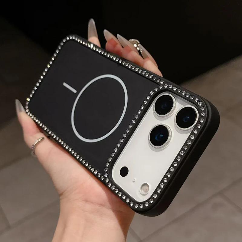 Diamond Camera Masafe Phone Case For For Iphone 1 14 16 Plus 17AIR 11 12 13 16 17 Pro Max Magnetic Silicone Protector Soft Cover