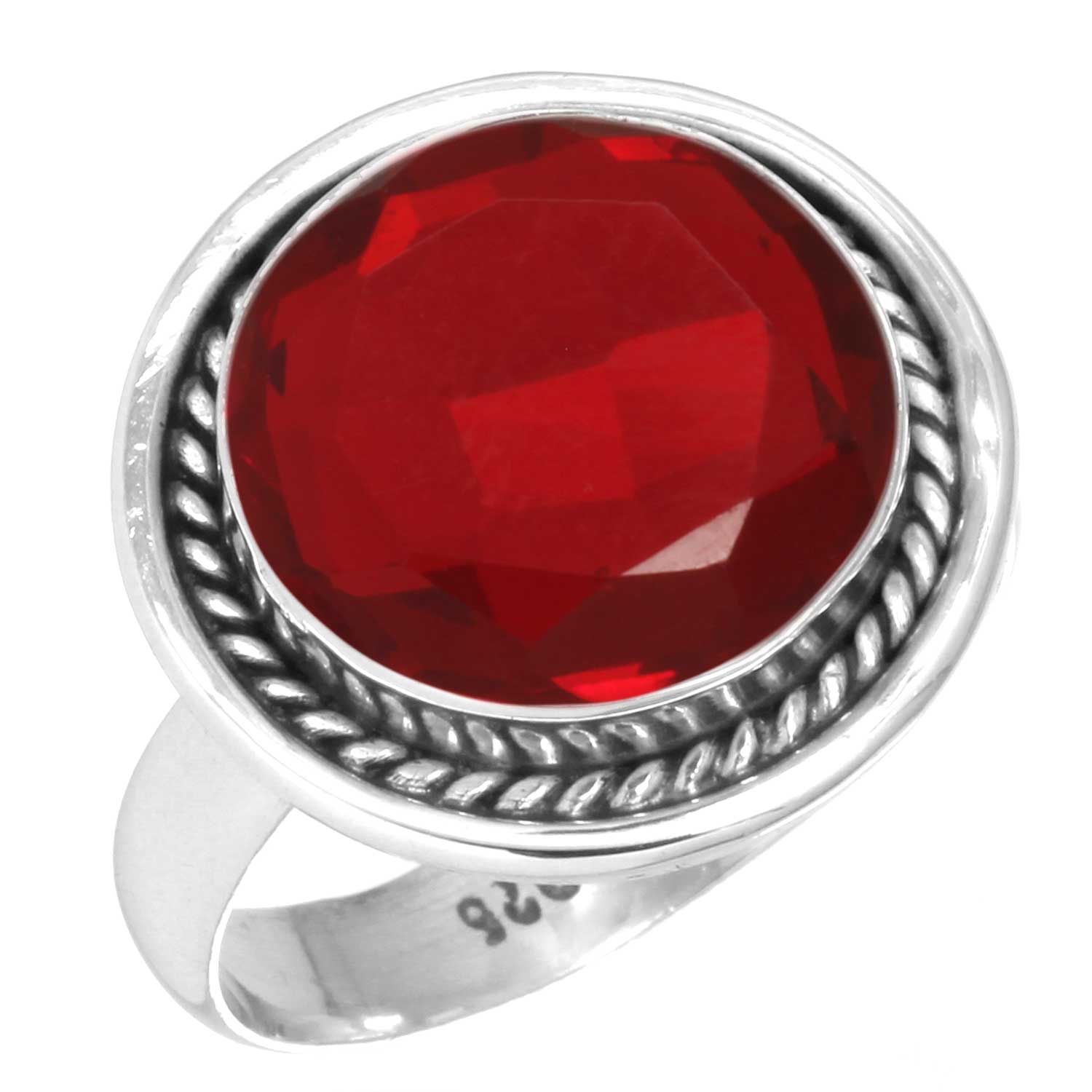 

Кольцо из стерлингового серебра 925 пробы Женское с драгоценным камнем Ручной работы Ювелирное изделие Подарок на годовщину Аметист Сапфир Голубой топаз Цитрин Изумруд Иолит Перидот Рубин Бохо 7.5 рубиновый