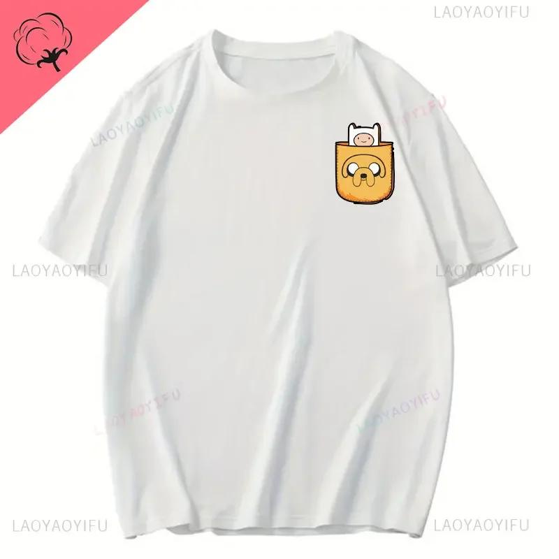 Funny Cartoon Printing T Shirt Adventure Time Cotton T Shirt for Men and Women Casual Wear Classic Anime Graphic Man's T Shirts