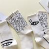 3/6 Pairs Abstract Line Paintings Mid Tube Cotton Socks Street Trend Sports Sweat Absorbing Breathable Couple Casual Socks