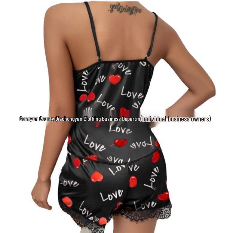 European & American Sexy Lingerie Set with Suspender and Ruffle Edges