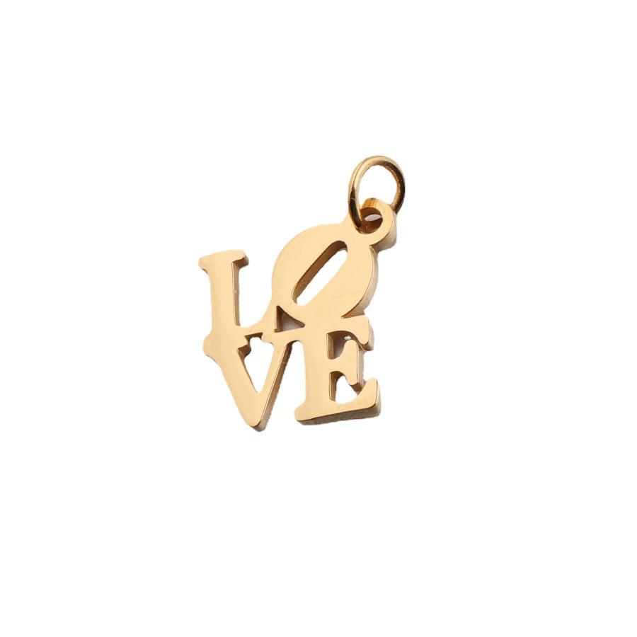 16x19mm Love Hollow English Pendant with 0.8x5mm Hanging Ring - Stainless Steel Jewelry Accessory