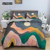 Wave Duvet Cover Set for Kids Teens Adult King Size Abstract Blue Ocean Comforter Cover Waves Sailing Moon Polyester Bedding Set
