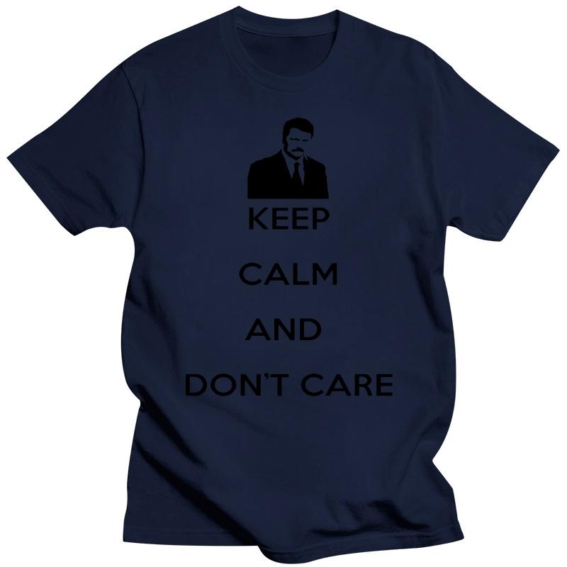 Bleib ruhig, kümmere dich nicht T-Shirt Ron Swanson Parks und Erholung Lustiges TV Weiß Grau T-Shirt Unisex Neu