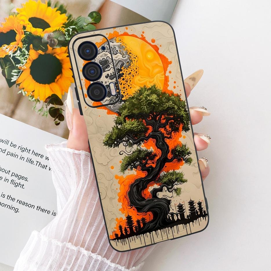 For Motorola Edge 2021 Case XT2141-1 Luxury Butterfly Tree Painted Cover Soft Silicone Case For Motorola Edge 2021 Edge2021 Bags