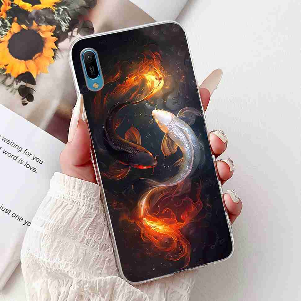 For Huawei Y6 Pro 2019 MRD-LX2 Case Fashion Flower Love Silicone TPU Shockproof Cover For Huawei Y6Pro Y16 pro 2019 Phone Cases