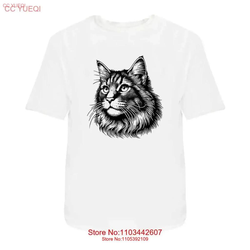 Maine Coon Cat Cotton T Shirt Ta045478 Vintage Washed Comfortable Breathable Graphic Homme Top For Everyday Wear