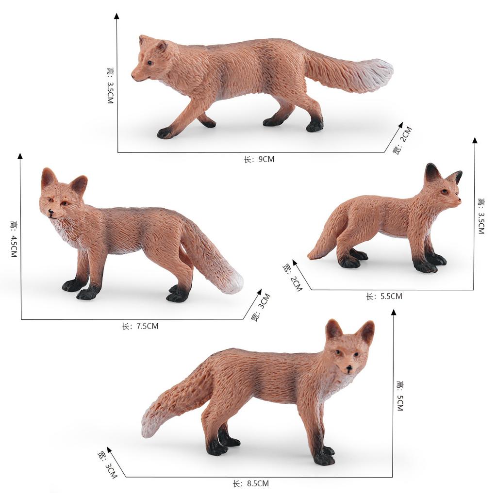 Simulated Red Fox Firefox Fox Model 4 Forest Animal Sand Table Decorative Static Ornament Toy