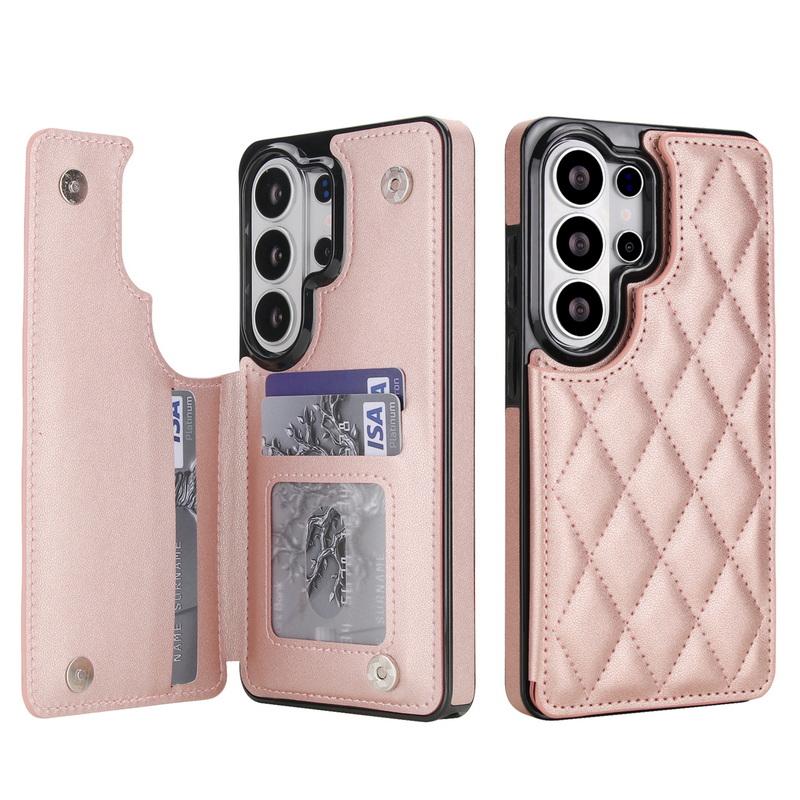 Luxury Mesh Leather Card Slots Wallet Case For Samsung Galaxy S26 Ultra S25 FE S24 S23 S22 Plus S21 FE A53 A54 A55 A56 A57 5G Card Holder Back Cover