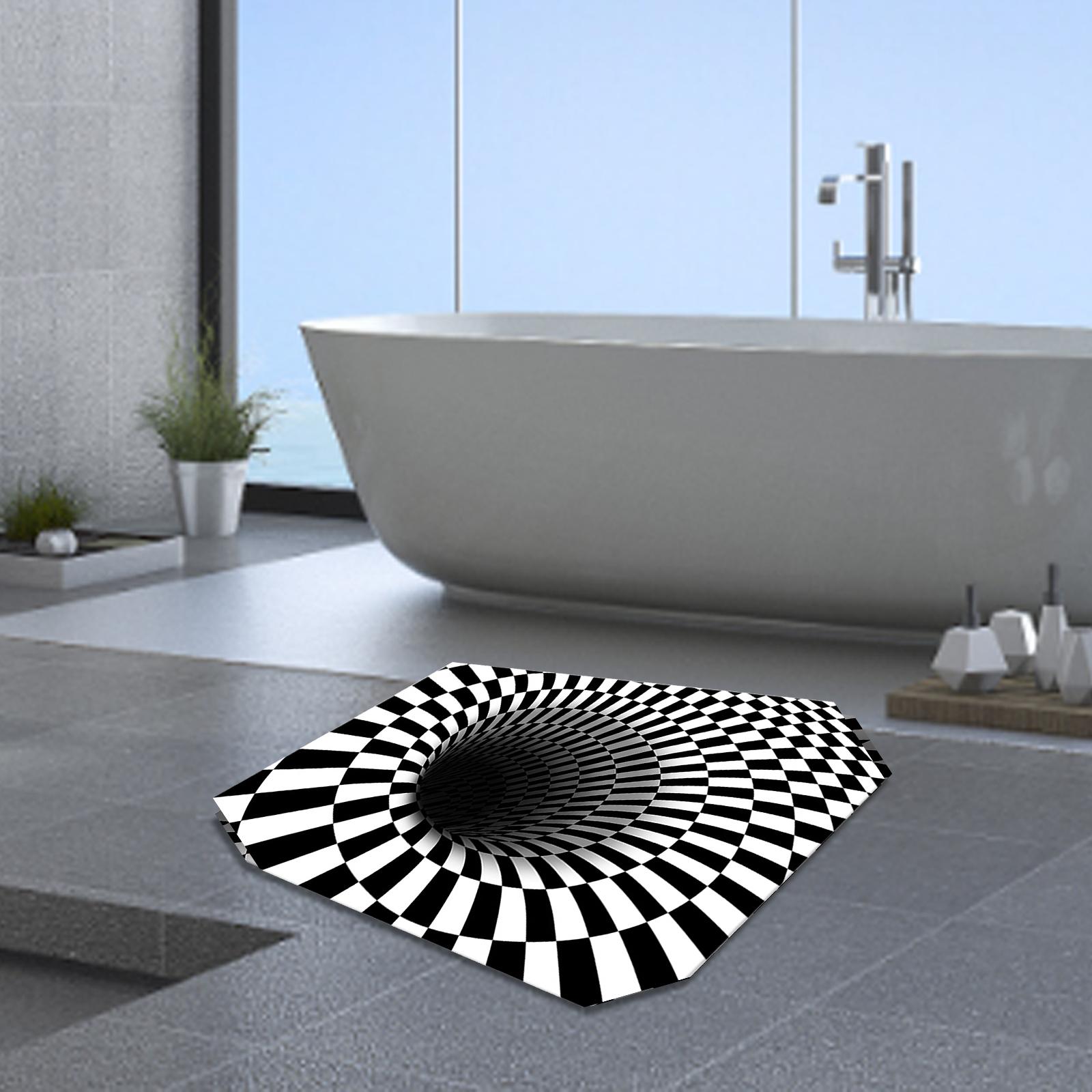 

3D Stereo Geometry Vision Trap Rug Crystal Velvet Doormat Non-slip Home Decor b