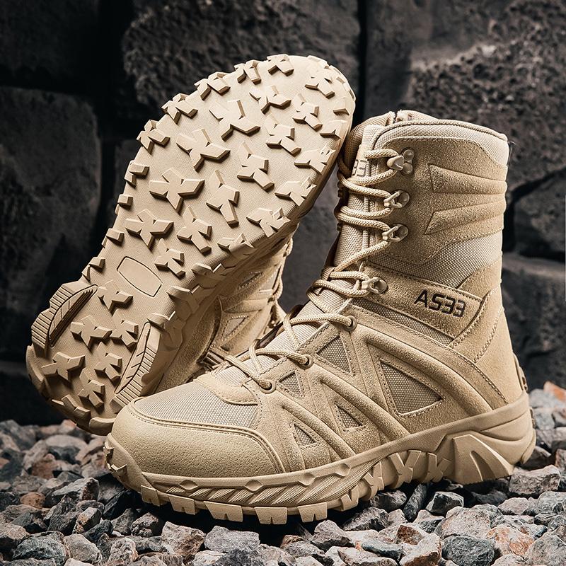 Fashion Mid-Calf Boots Men's Tactical Desert High Top Shoes Retro Style Motorcycle Boots Outdoor Hiking Camping Shoes Comfy Ankle Boots
