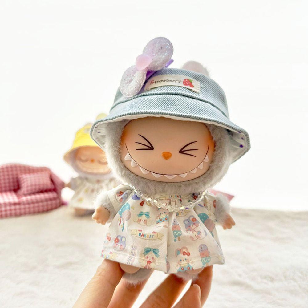 Berry Sitting Labubu Time Cloth Bunny Style 17cm Plush Dolls Clothes  Kids Girls Toys