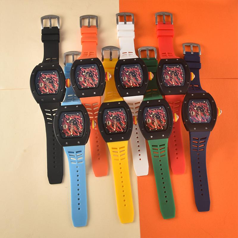 Barrel-shaped hollow versatile men's quartz watch spot men's sports hollow quartz watch men's watch