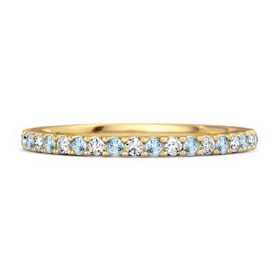 Blue Topaz Eternity Band Ring - 925 Sterling Silver Gold Vermeil