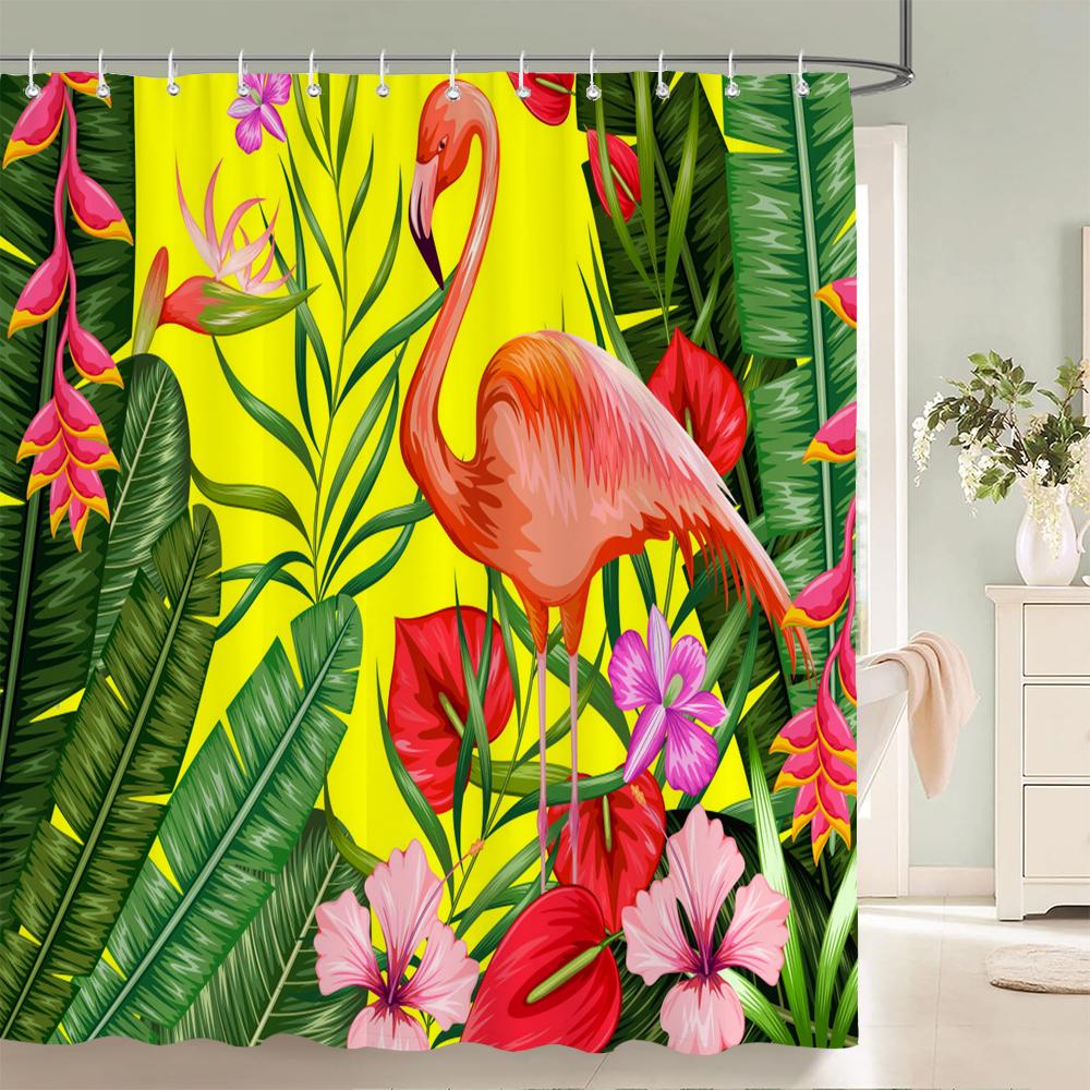 1 pc Plant Leaves Parrot Birds patterned polyester material shower curtain waterproof fabric, home partition bathroom curtain